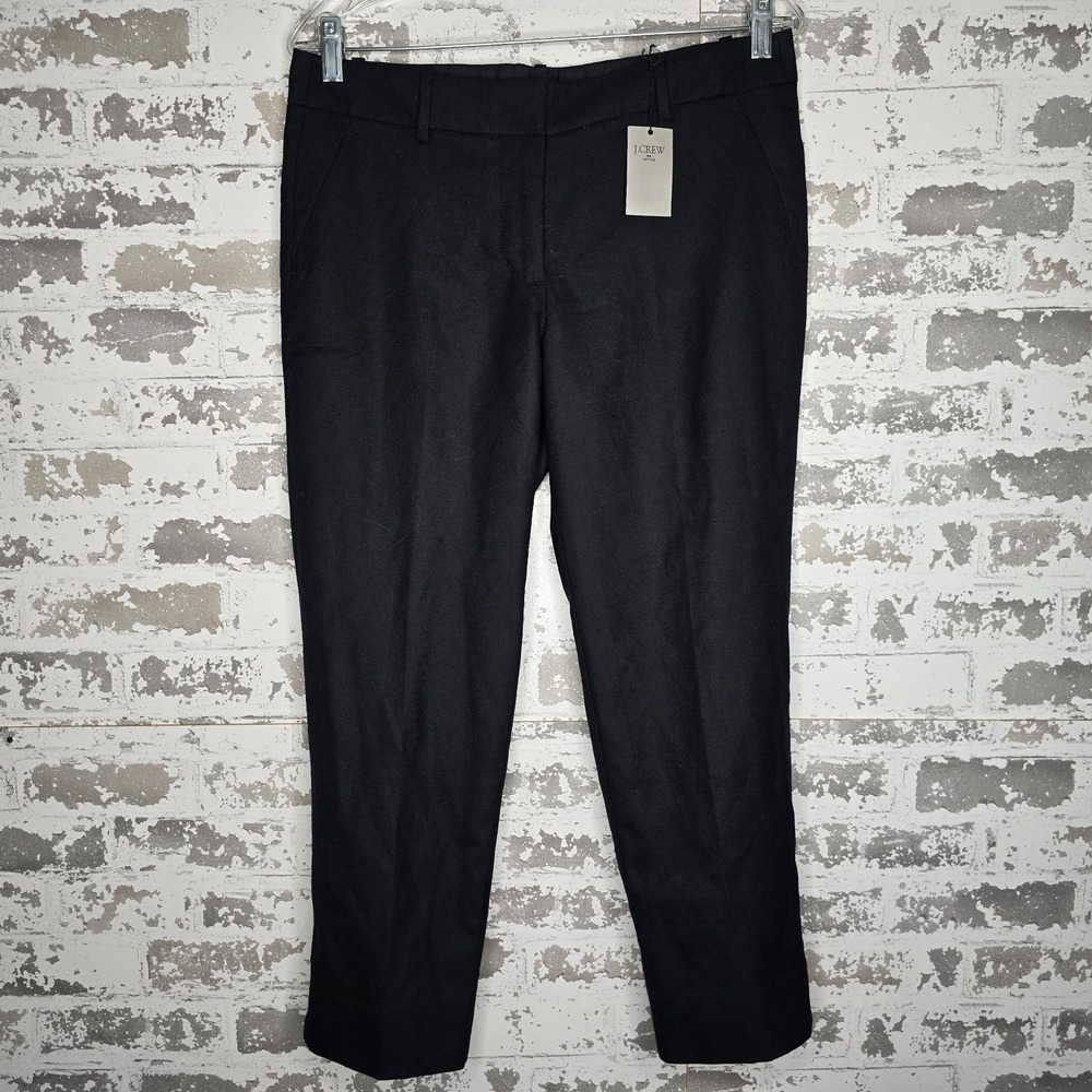 NWT J Crew Dress Pants Womens 8P Black Wool Blend Ankle Lined Tapered Stretch